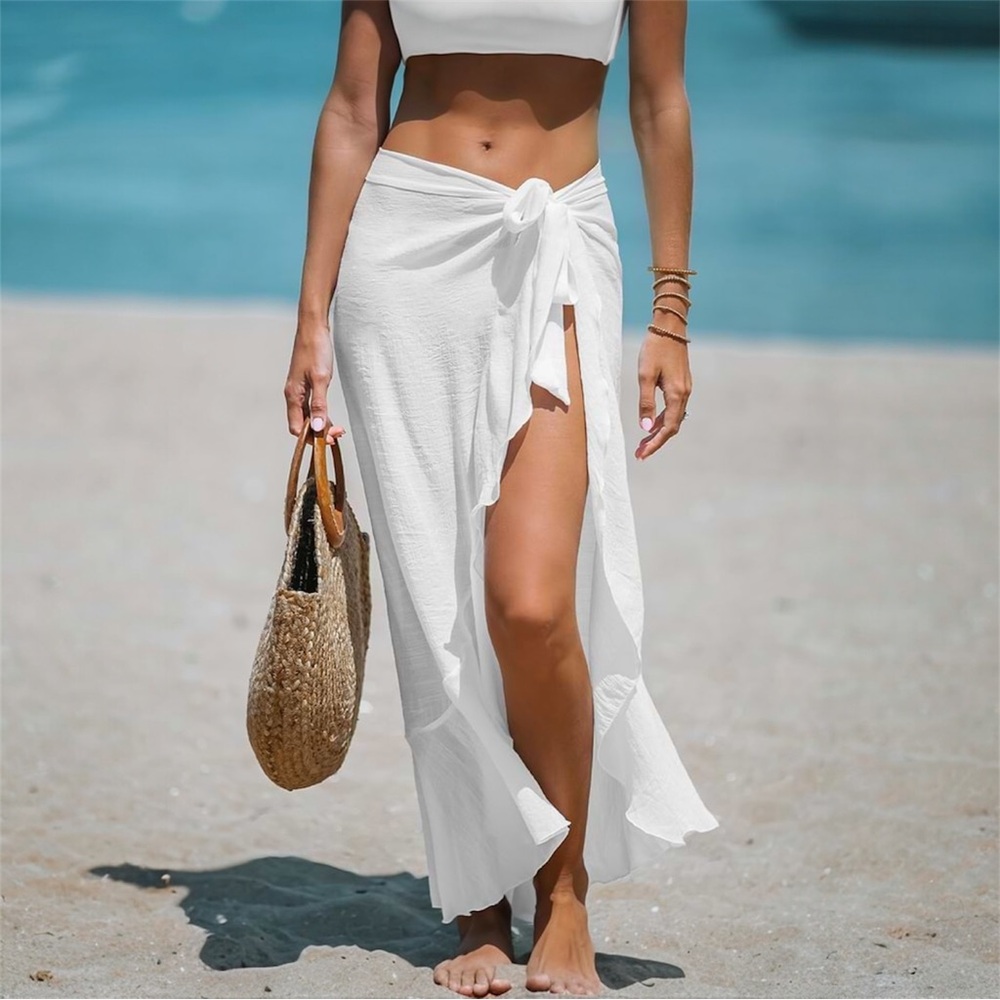 NWT Cupshe‎ Sheer Ruffled Maxi Cover-Up Sarong